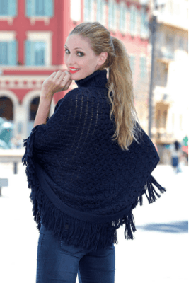 Høyhalset Poncho. Oppskrift